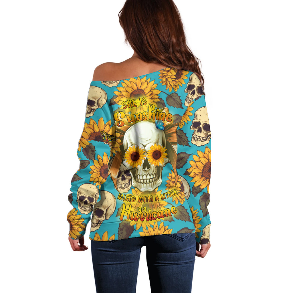 She Is Sunshine Mixed With A Little Hurricane Off Shoulder Sweater - Wonder Print Shop