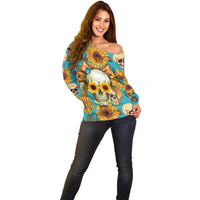 She Is Sunshine Mixed With A Little Hurricane Off Shoulder Sweater - Wonder Print Shop