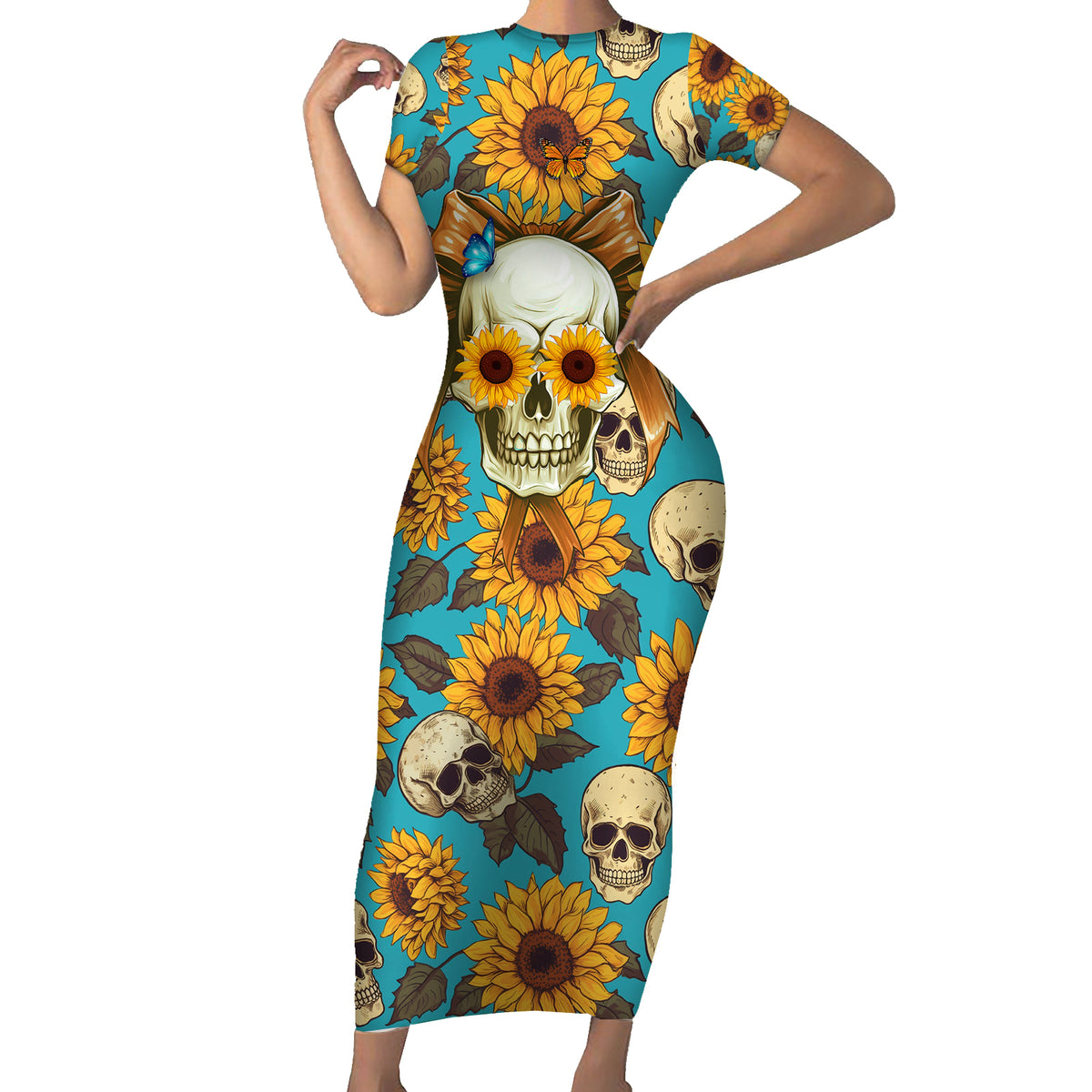 She Is Sunshine Mixed With A Little Hurricane Short Sleeve Bodycon Dress - Wonder Print Shop