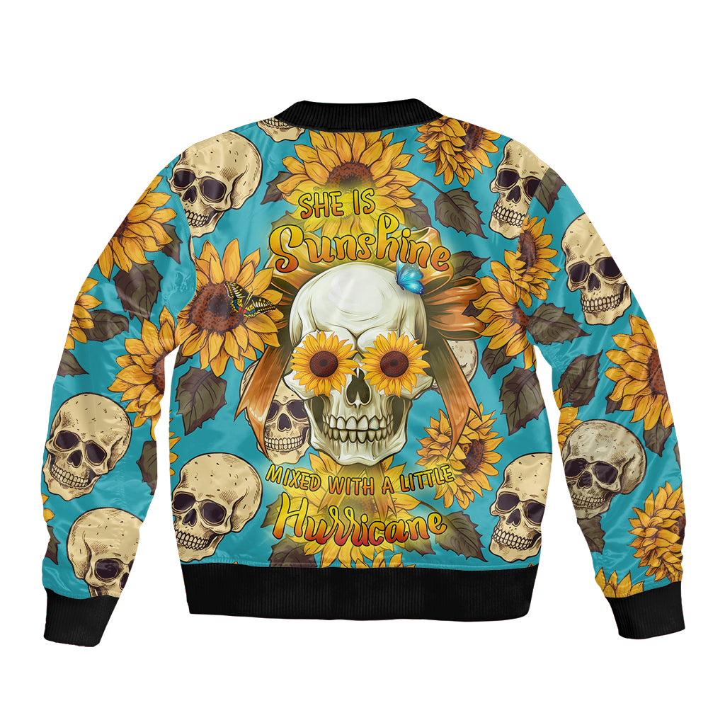 She Is Sunshine Mixed With A Little Hurricane Sleeve Zip Bomber Jacket - Wonder Print Shop