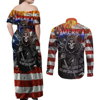 America Live It Love it Or Get the Hell Out Couples Matching Off Shoulder Maxi Dress and Long Sleeve Button Shirts - Wonder Print Shop