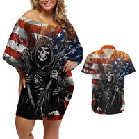 America Live It Love it Or Get the Hell Out Couples Matching Off Shoulder Short Dress and Hawaiian Shirt - Wonder Print Shop