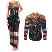 America Live It Love it Or Get the Hell Out Couples Matching Tank Maxi Dress and Long Sleeve Button Shirts - Wonder Print Shop