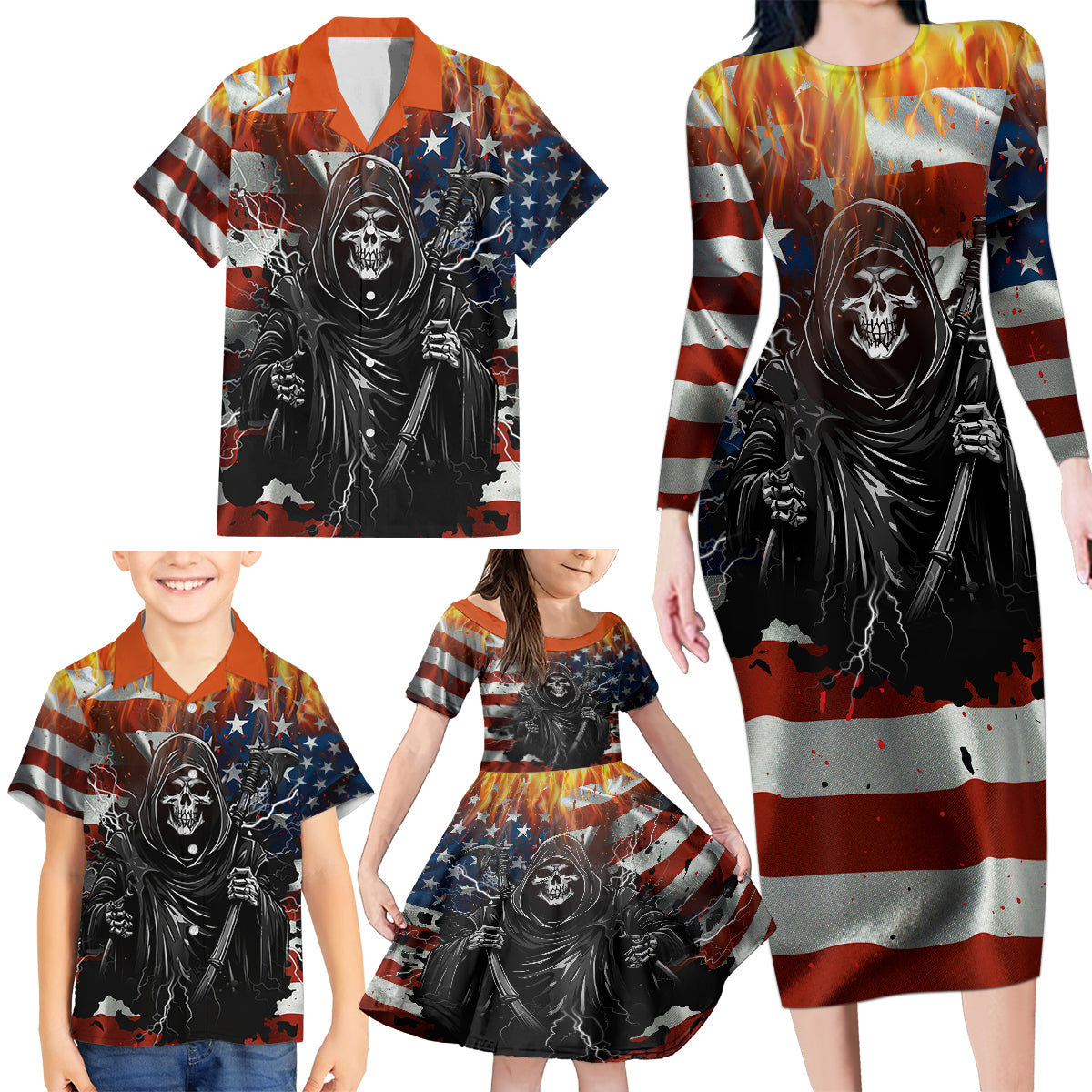 America Live It Love it Or Get the Hell Out Family Matching Long Sleeve Bodycon Dress and Hawaiian Shirt - Wonder Print Shop