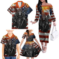 America Live It Love it Or Get the Hell Out Family Matching Off Shoulder Long Sleeve Dress and Hawaiian Shirt - Wonder Print Shop