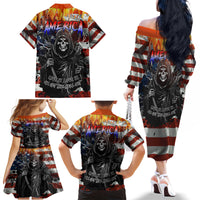 America Live It Love it Or Get the Hell Out Family Matching Off Shoulder Long Sleeve Dress and Hawaiian Shirt - Wonder Print Shop