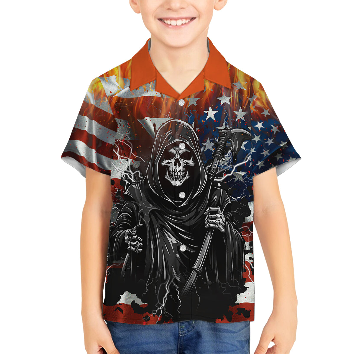 America Live It Love it Or Get the Hell Out Family Matching Off Shoulder Long Sleeve Dress and Hawaiian Shirt - Wonder Print Shop