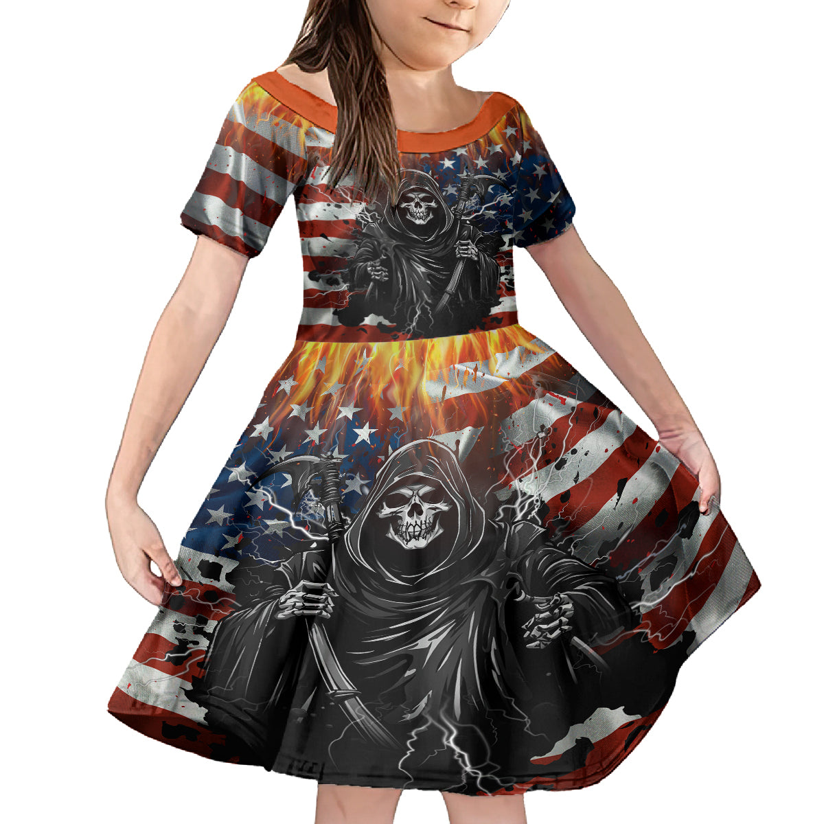 America Live It Love it Or Get the Hell Out Family Matching Off Shoulder Maxi Dress and Hawaiian Shirt - Wonder Print Shop
