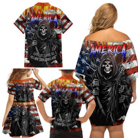 America Live It Love it Or Get the Hell Out Family Matching Off Shoulder Short Dress and Hawaiian Shirt - Wonder Print Shop