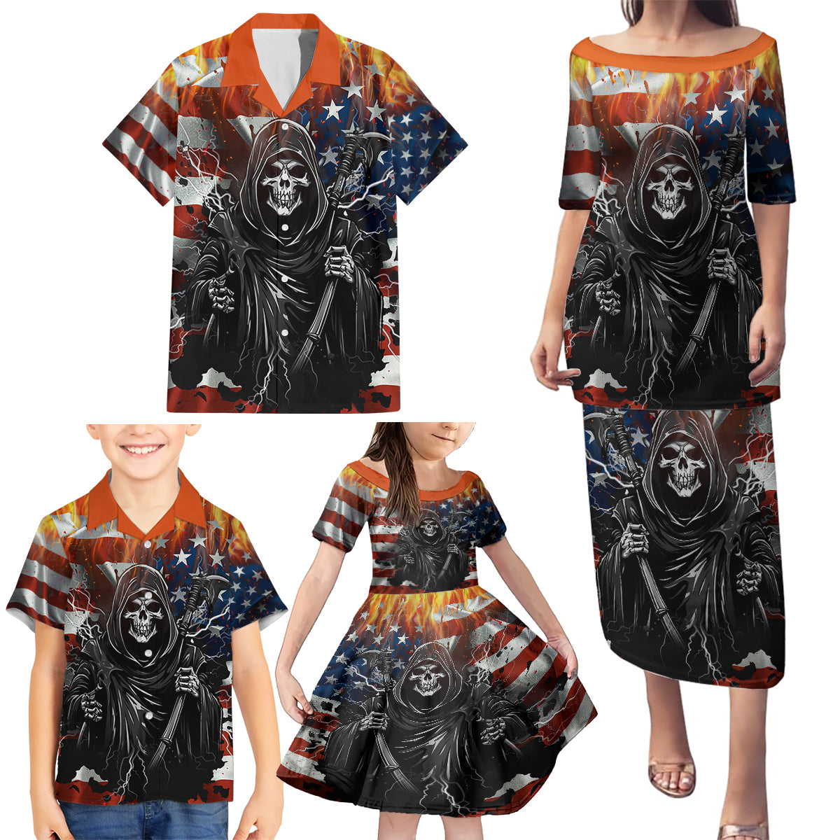 America Live It Love it Or Get the Hell Out Family Matching Puletasi Dress and Hawaiian Shirt - Wonder Print Shop