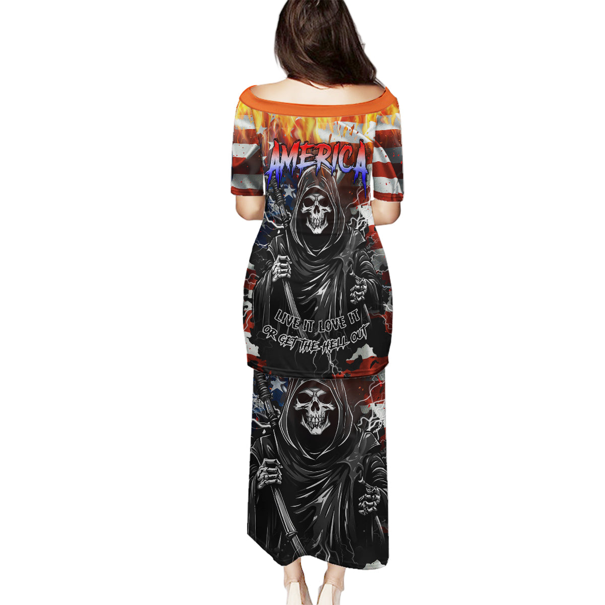 America Live It Love it Or Get the Hell Out Family Matching Puletasi Dress and Hawaiian Shirt - Wonder Print Shop
