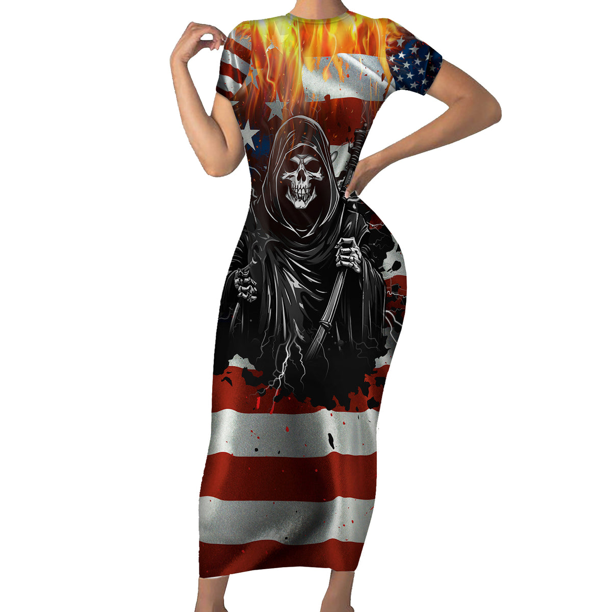 America Live It Love it Or Get the Hell Out Family Matching Short Sleeve Bodycon Dress and Hawaiian Shirt - Wonder Print Shop