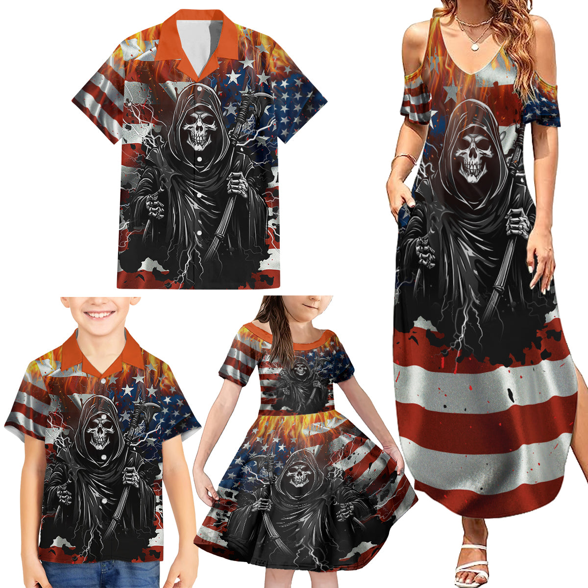 America Live It Love it Or Get the Hell Out Family Matching Summer Maxi Dress and Hawaiian Shirt - Wonder Print Shop