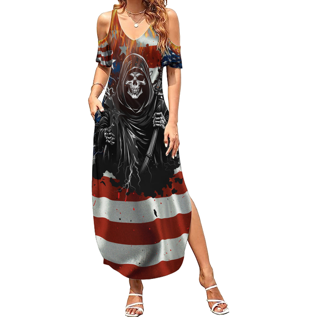America Live It Love it Or Get the Hell Out Family Matching Summer Maxi Dress and Hawaiian Shirt - Wonder Print Shop
