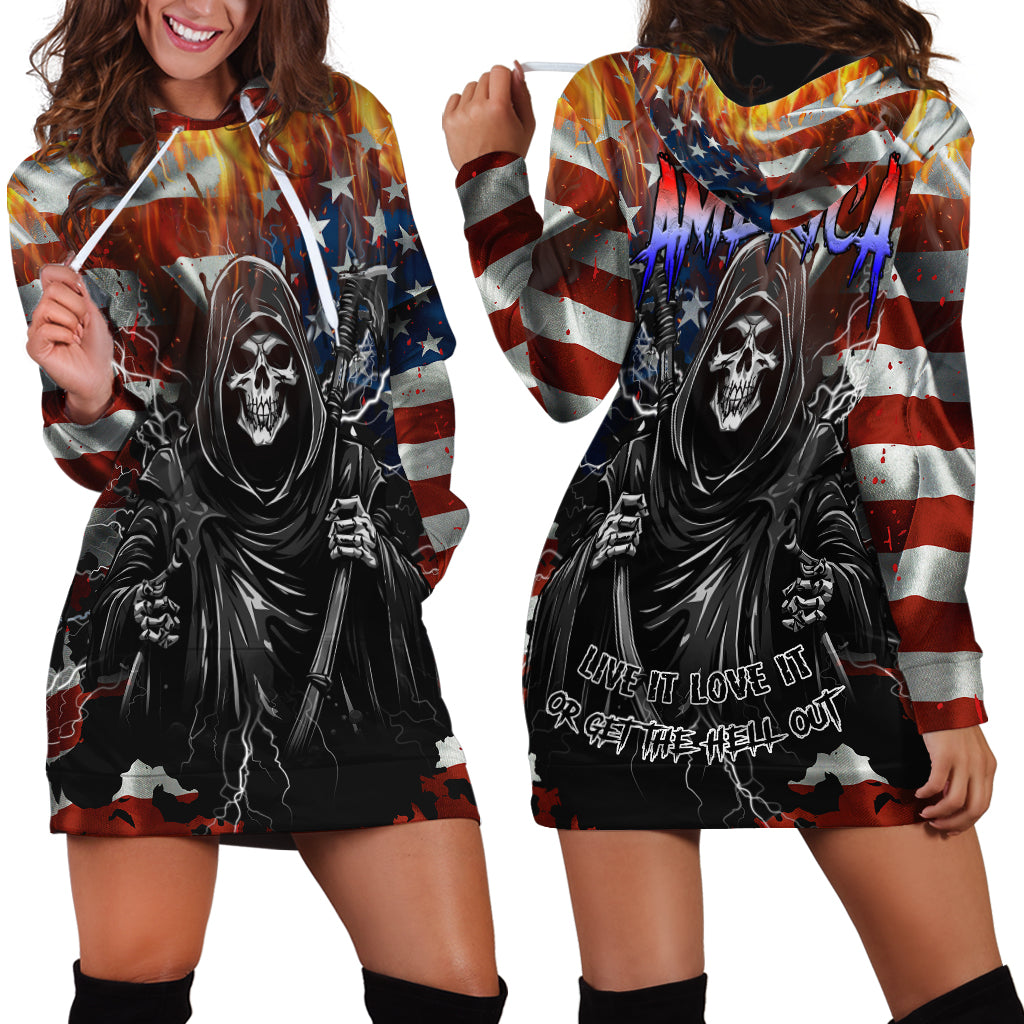 America Live It Love it Or Get the Hell Out Hoodie Dress - Wonder Print Shop