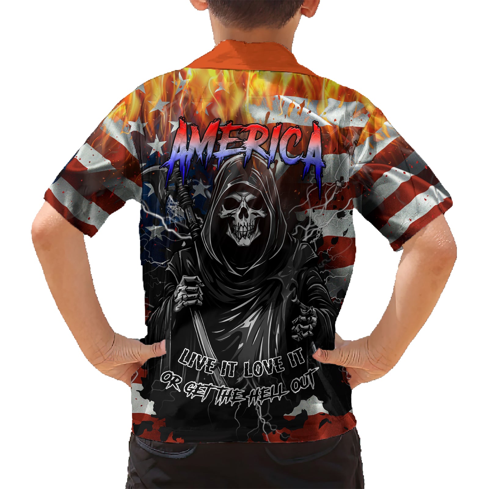 America Live It Love it Or Get the Hell Out Kid Hawaiian Shirt - Wonder Print Shop