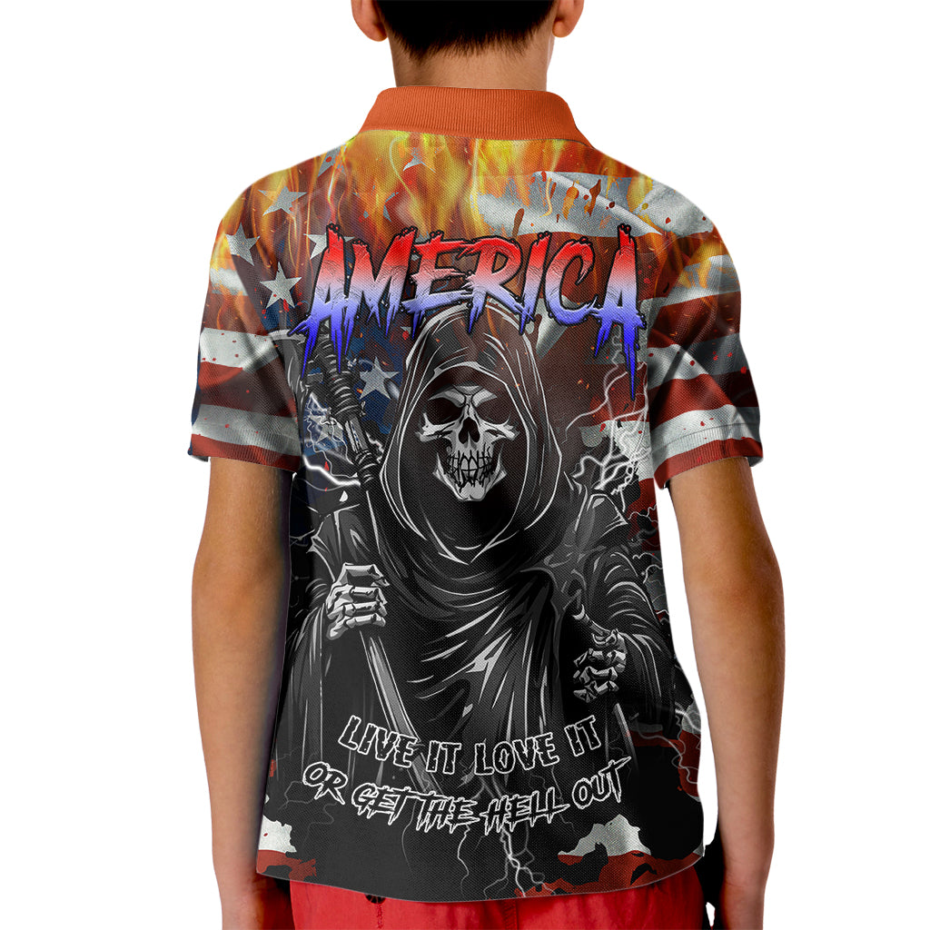 America Live It Love it Or Get the Hell Out Kid Polo Shirt - Wonder Print Shop