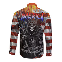 America Live It Love it Or Get the Hell Out Long Sleeve Button Shirt - Wonder Print Shop