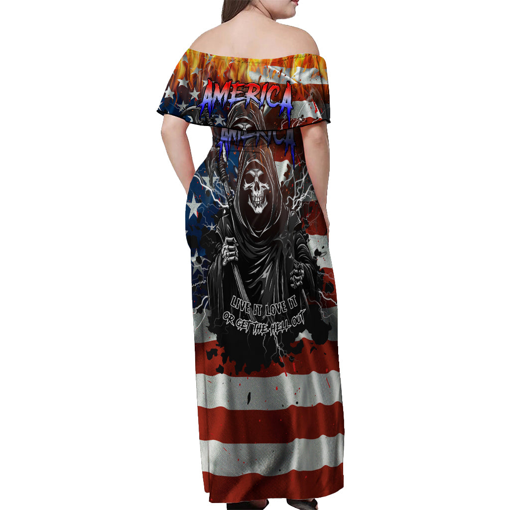 America Live It Love it Or Get the Hell Out Off Shoulder Maxi Dress - Wonder Print Shop