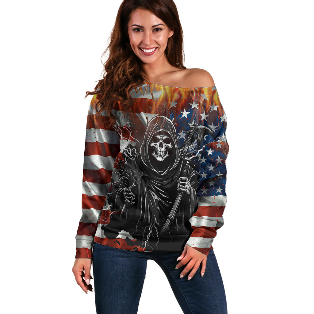 America Live It Love it Or Get the Hell Out Off Shoulder Sweater - Wonder Print Shop