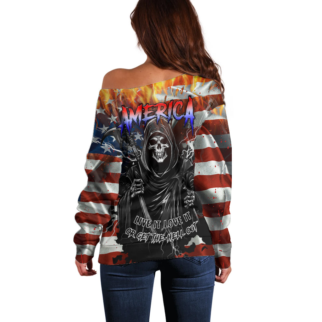 America Live It Love it Or Get the Hell Out Off Shoulder Sweater - Wonder Print Shop