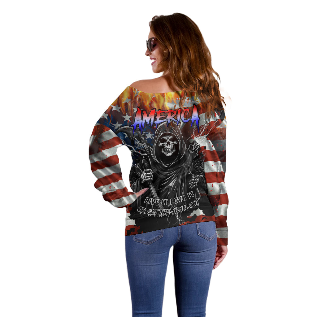 America Live It Love it Or Get the Hell Out Off Shoulder Sweater - Wonder Print Shop
