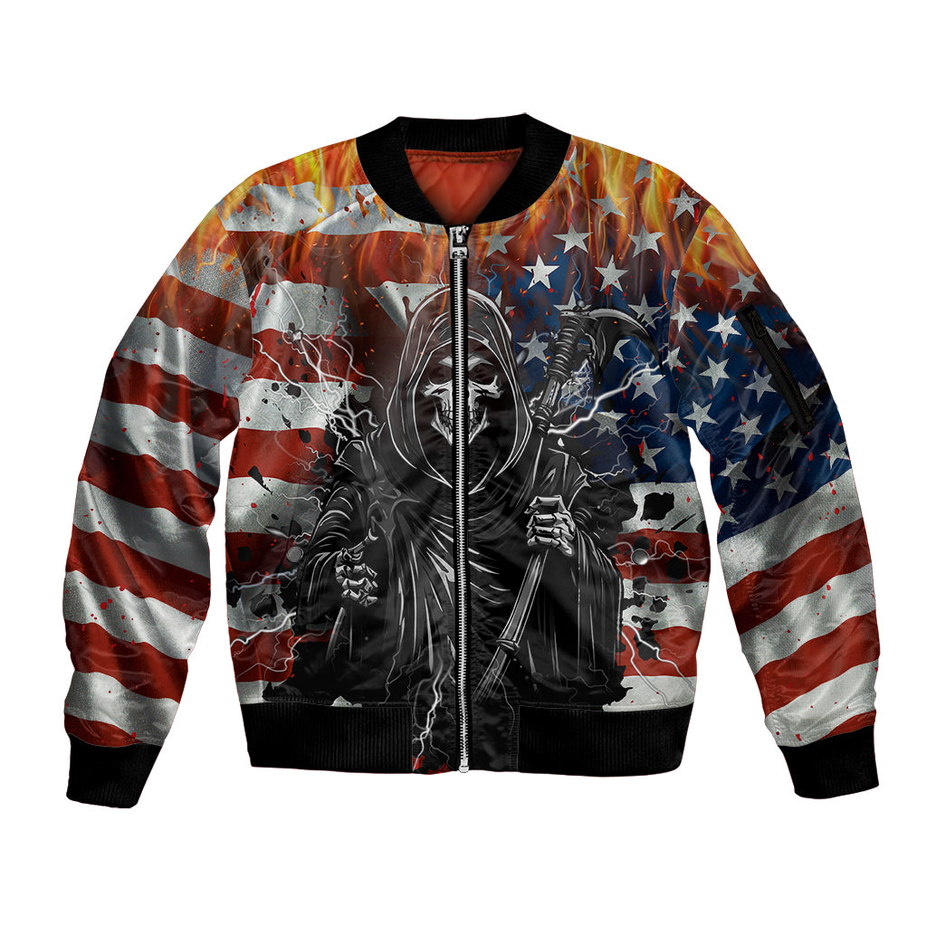 America Live It Love it Or Get the Hell Out Sleeve Zip Bomber Jacket - Wonder Print Shop