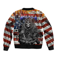 America Live It Love it Or Get the Hell Out Sleeve Zip Bomber Jacket - Wonder Print Shop