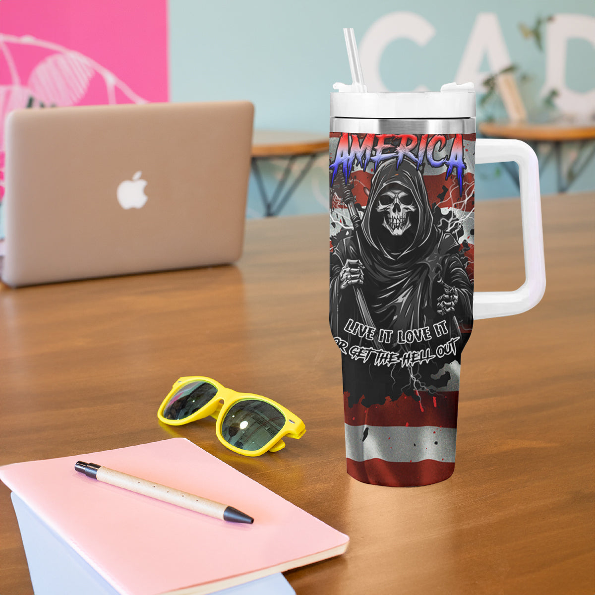 America Live It Love it Or Get the Hell Out Tumbler With Handle - Wonder Print Shop