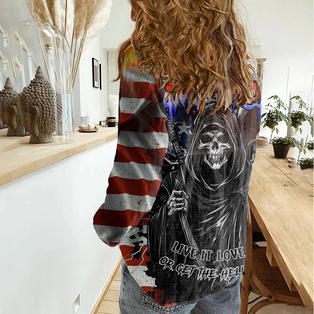America Live It Love it Or Get the Hell Out Women Casual Shirt - Wonder Print Shop