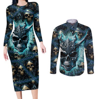 Welcome To The Dark Side Couples Matching Long Sleeve Bodycon Dress and Long Sleeve Button Shirts - Wonder Print Shop