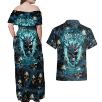 Welcome To The Dark Side Couples Matching Off Shoulder Maxi Dress and Hawaiian Shirt - Wonder Print Shop