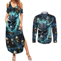 Welcome To The Dark Side Couples Matching Summer Maxi Dress and Long Sleeve Button Shirts - Wonder Print Shop