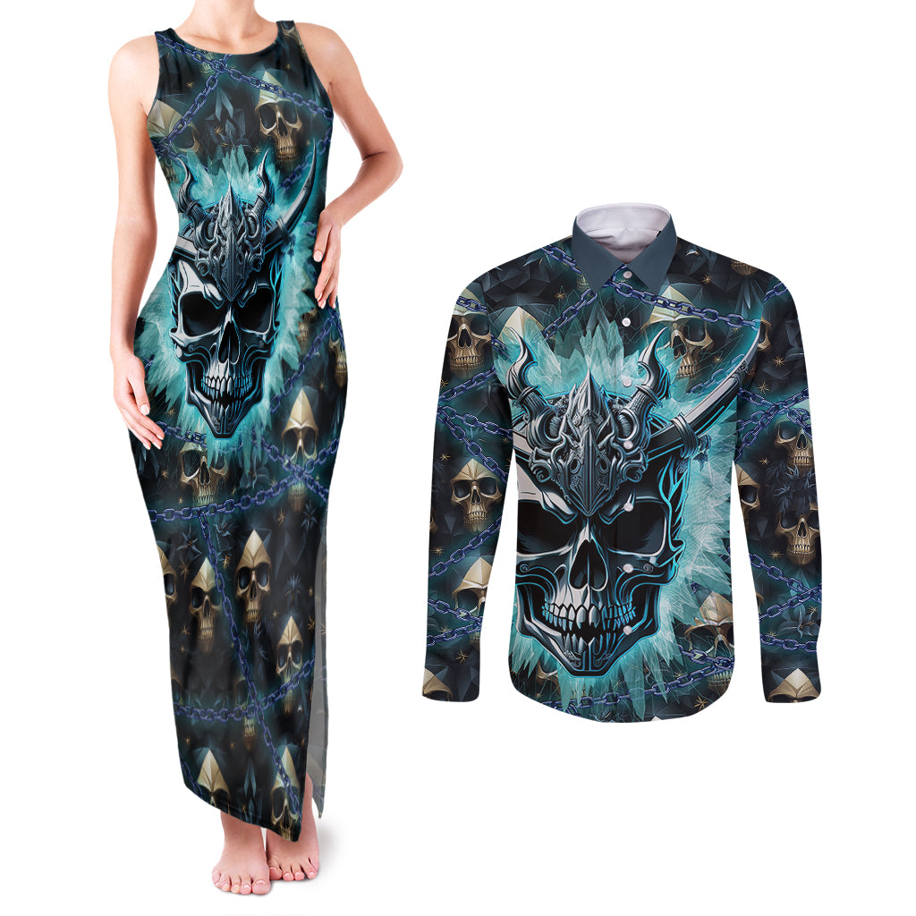 Welcome To The Dark Side Couples Matching Tank Maxi Dress and Long Sleeve Button Shirts - Wonder Print Shop