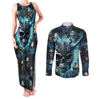 Welcome To The Dark Side Couples Matching Tank Maxi Dress and Long Sleeve Button Shirts - Wonder Print Shop