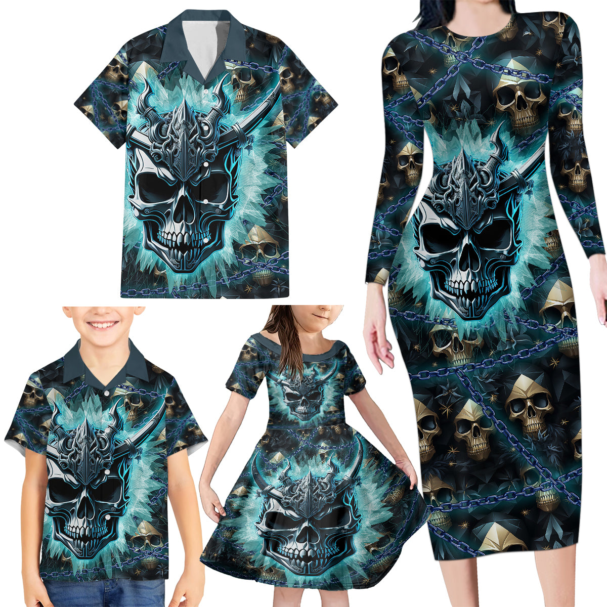 Welcome To The Dark Side Family Matching Long Sleeve Bodycon Dress and Hawaiian Shirt - Wonder Print Shop