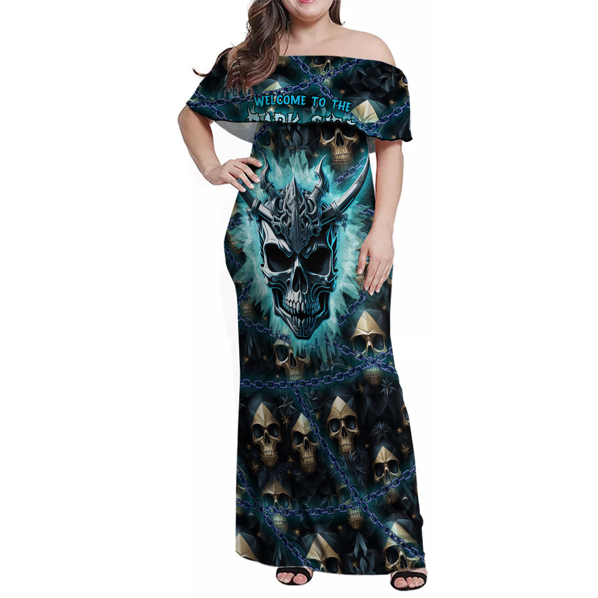Welcome To The Dark Side Family Matching Off Shoulder Maxi Dress and Hawaiian Shirt - Wonder Print Shop