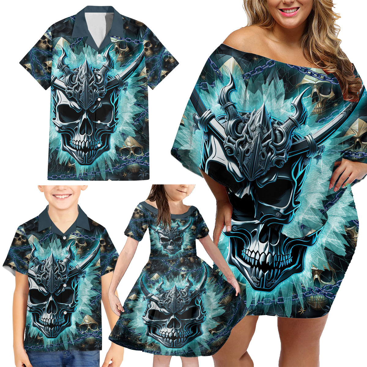 Welcome To The Dark Side Family Matching Off Shoulder Short Dress and Hawaiian Shirt - Wonder Print Shop