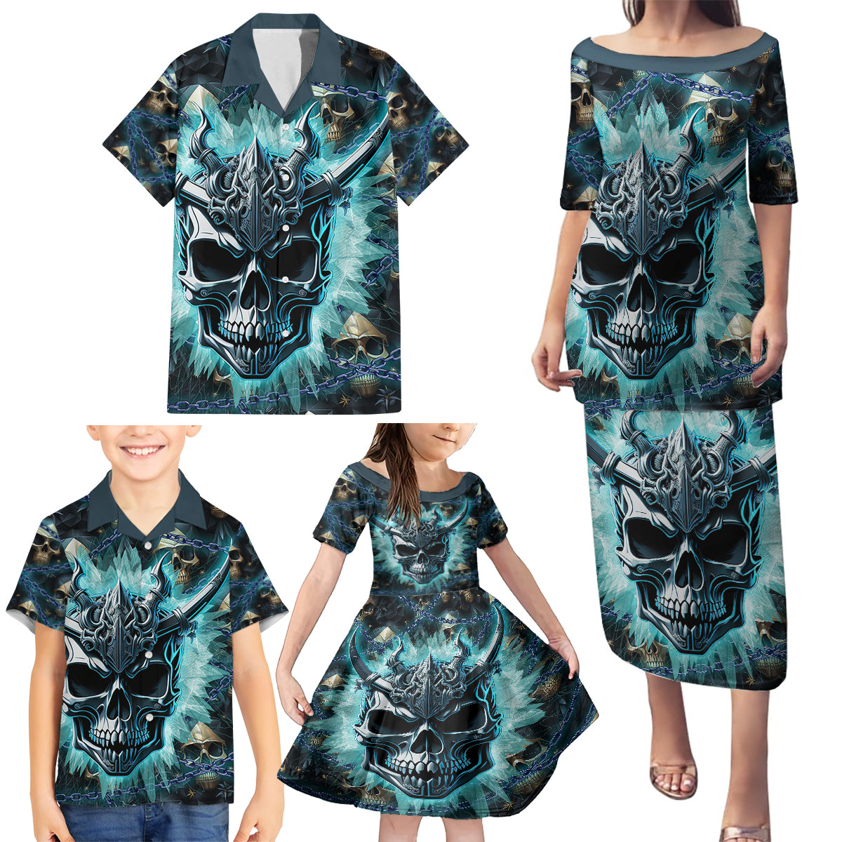 Welcome To The Dark Side Family Matching Puletasi Dress and Hawaiian Shirt - Wonder Print Shop