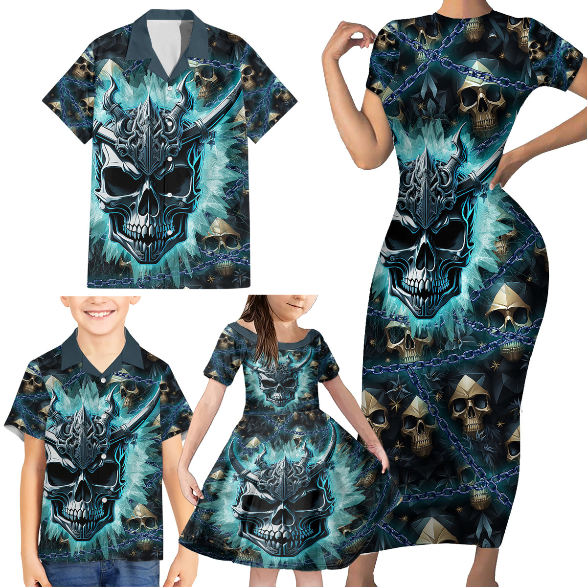Welcome To The Dark Side Family Matching Short Sleeve Bodycon Dress and Hawaiian Shirt - Wonder Print Shop