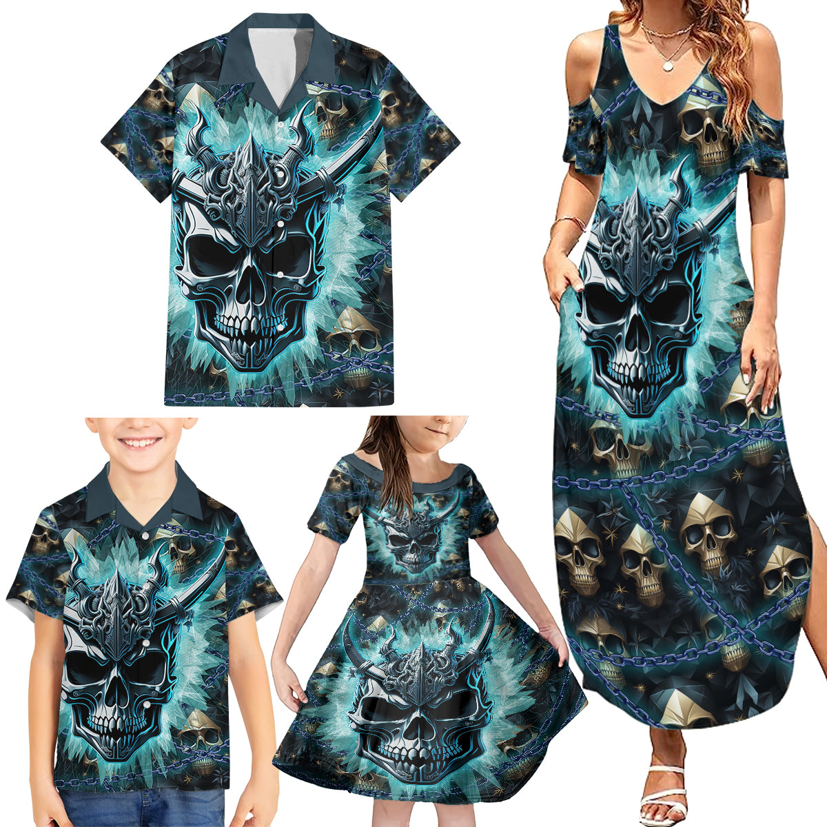 Welcome To The Dark Side Family Matching Summer Maxi Dress and Hawaiian Shirt - Wonder Print Shop