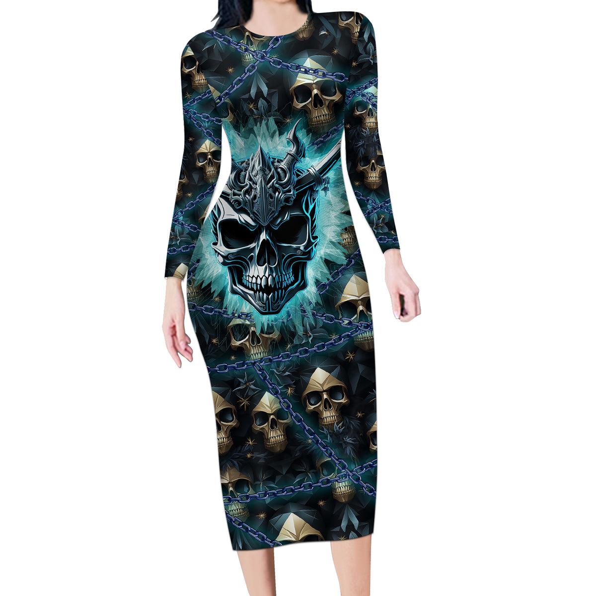Welcome To The Dark Side Long Sleeve Bodycon Dress - Wonder Print Shop