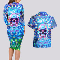 Be Careful Who You F Over Some Of Us F Back Couples Matching Long Sleeve Bodycon Dress and Hawaiian Shirt - Wonder Print Shop