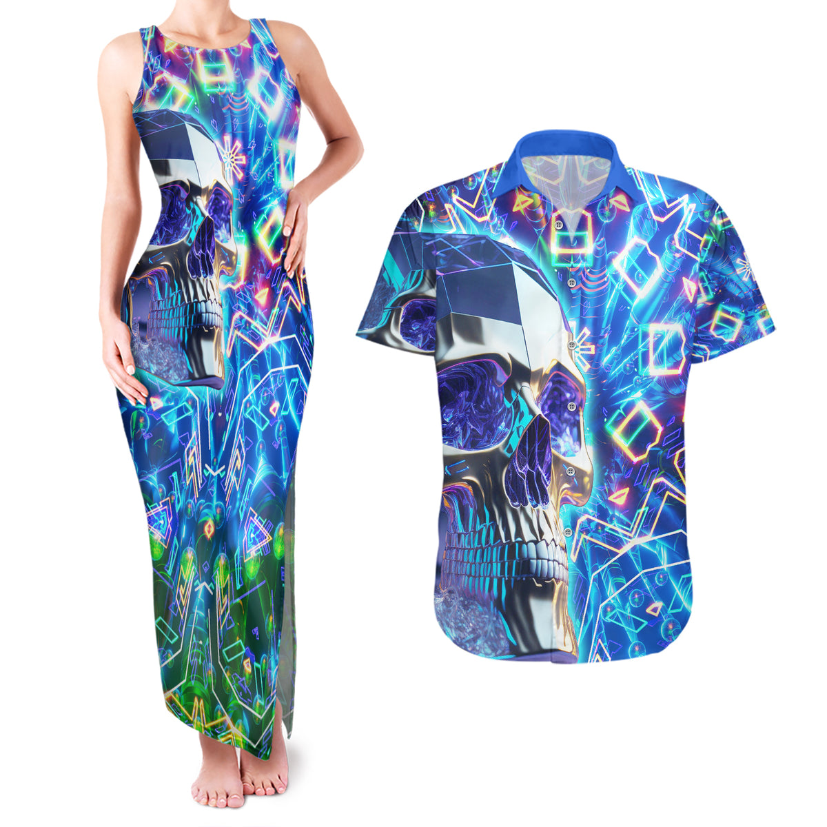 Be Careful Who You F Over Some Of Us F Back Couples Matching Tank Maxi Dress and Hawaiian Shirt - Wonder Print Shop