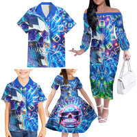 Be Careful Who You F Over Some Of Us F Back Family Matching Off Shoulder Long Sleeve Dress and Hawaiian Shirt - Wonder Print Shop