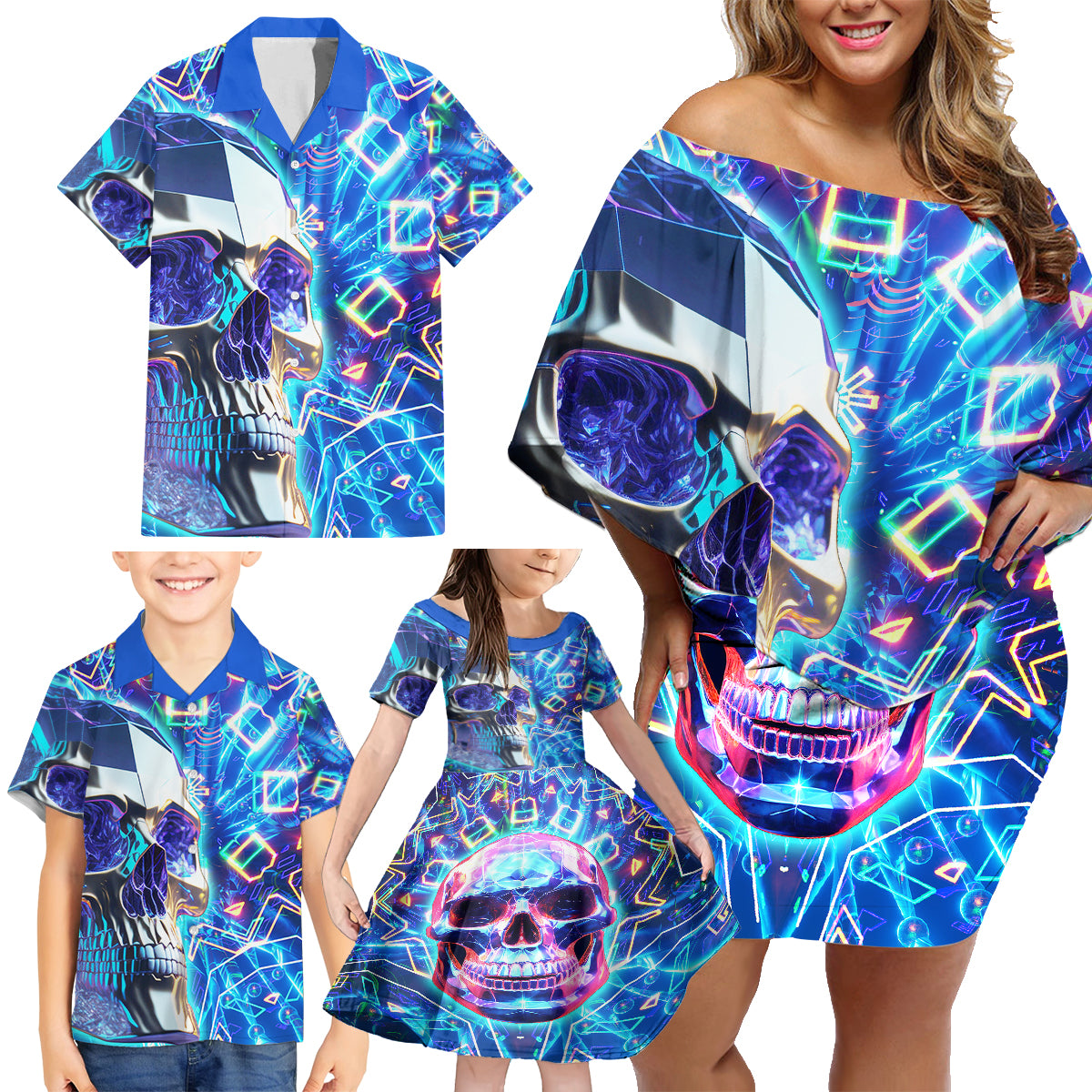 Be Careful Who You F Over Some Of Us F Back Family Matching Off Shoulder Short Dress and Hawaiian Shirt - Wonder Print Shop