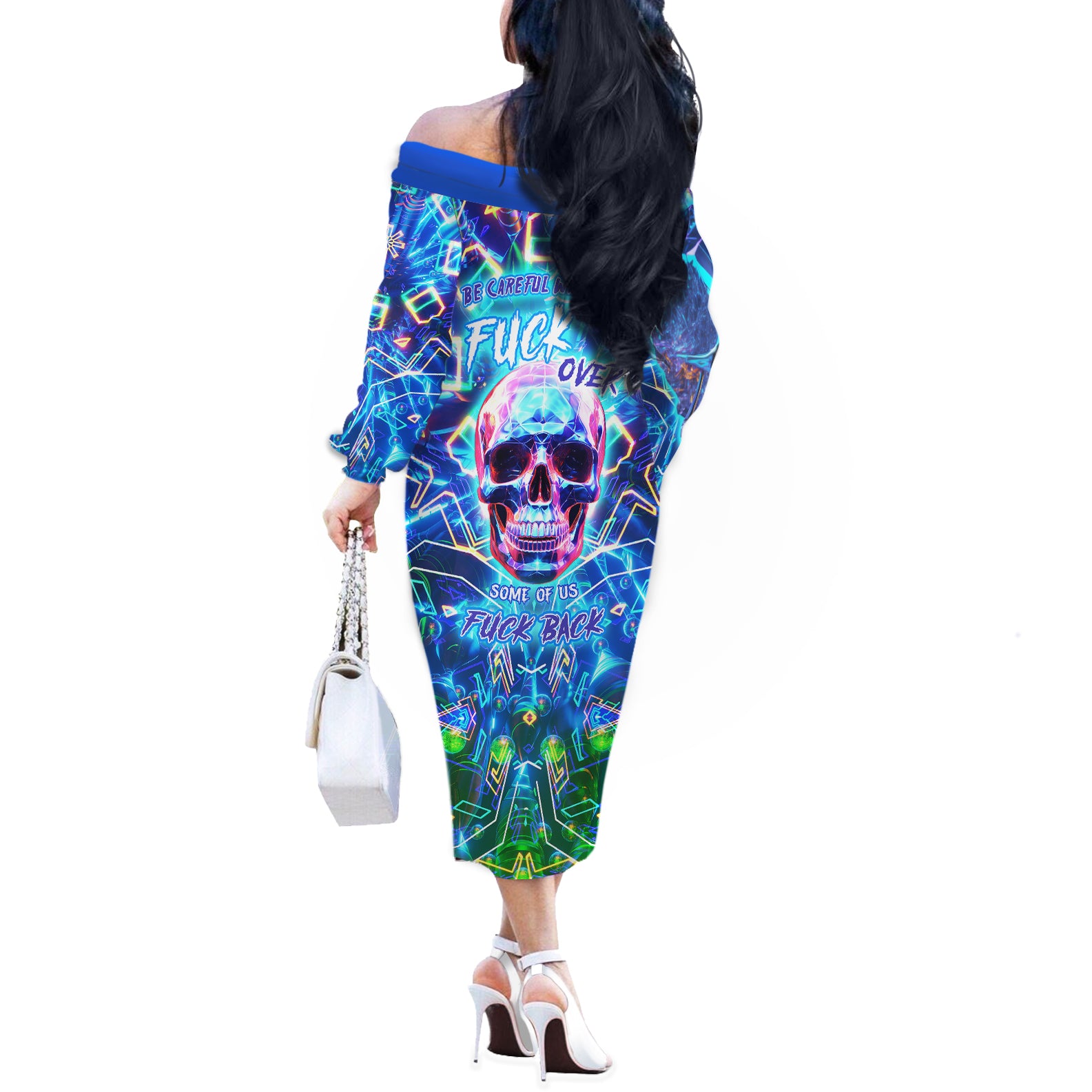 Be Careful Who You F Over Some Of Us F Back Off The Shoulder Long Sleeve Dress - Wonder Print Shop