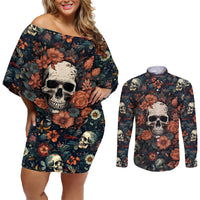 I Talk I Smile I Laugh Too But Be Care Ful When I'm Silent Couples Matching Off Shoulder Short Dress and Long Sleeve Button Shirts - Wonder Print Shop