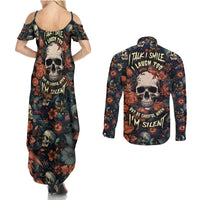 I Talk I Smile I Laugh Too But Be Care Ful When I'm Silent Couples Matching Summer Maxi Dress and Long Sleeve Button Shirts - Wonder Print Shop