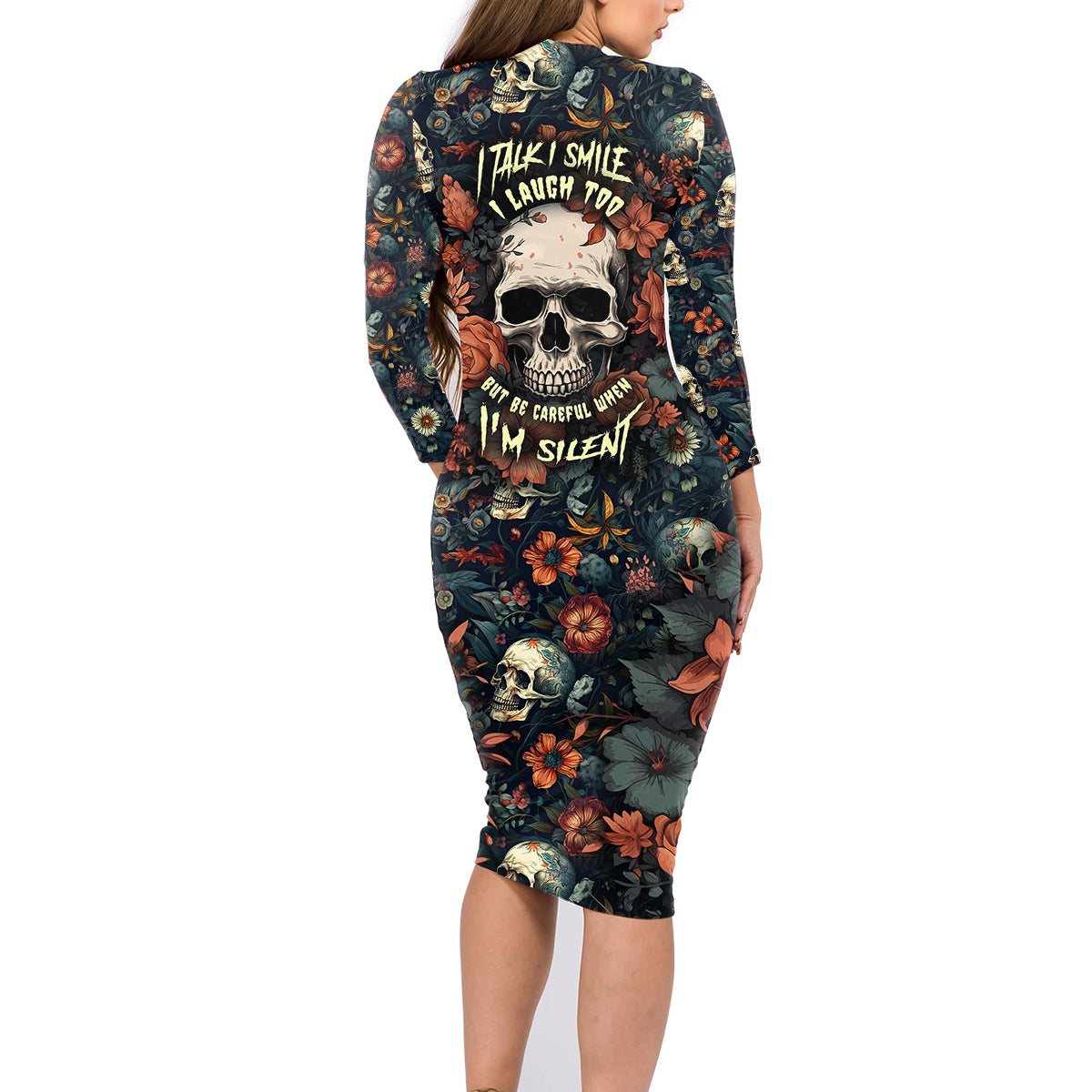 I Talk I Smile I Laugh Too But Be Care Ful When I'm Silent Family Matching Long Sleeve Bodycon Dress and Hawaiian Shirt - Wonder Print Shop